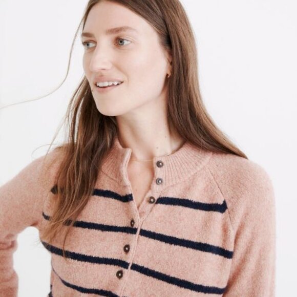 Madewell Pembury Henley Mockneck Sweater S Pink - Picture 5 of 9